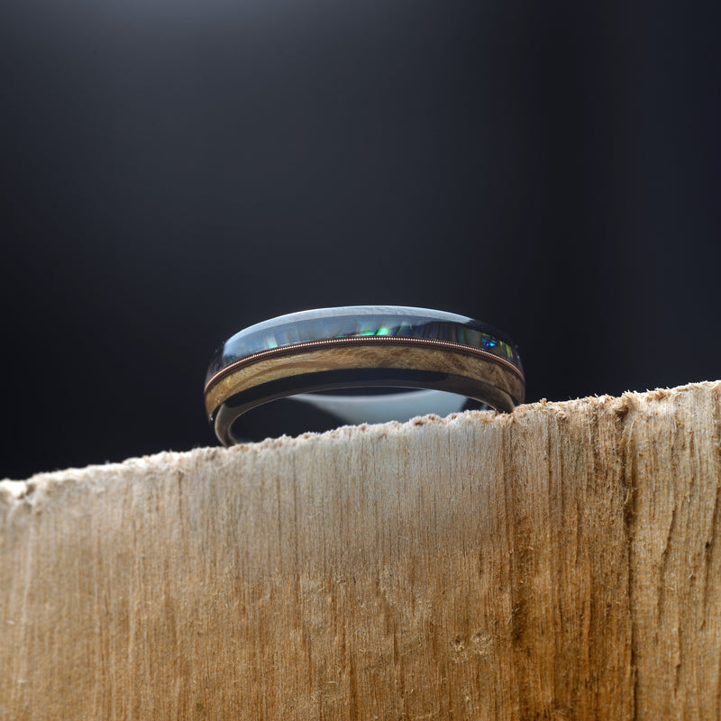 MARTIN | 6mm Whiskey & Abalone Tungsten Ring