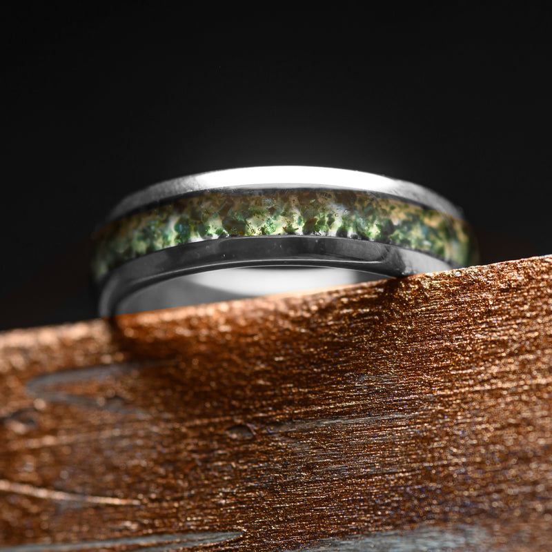 ANDOR | 6mm Moss Agate Tungsten Ring