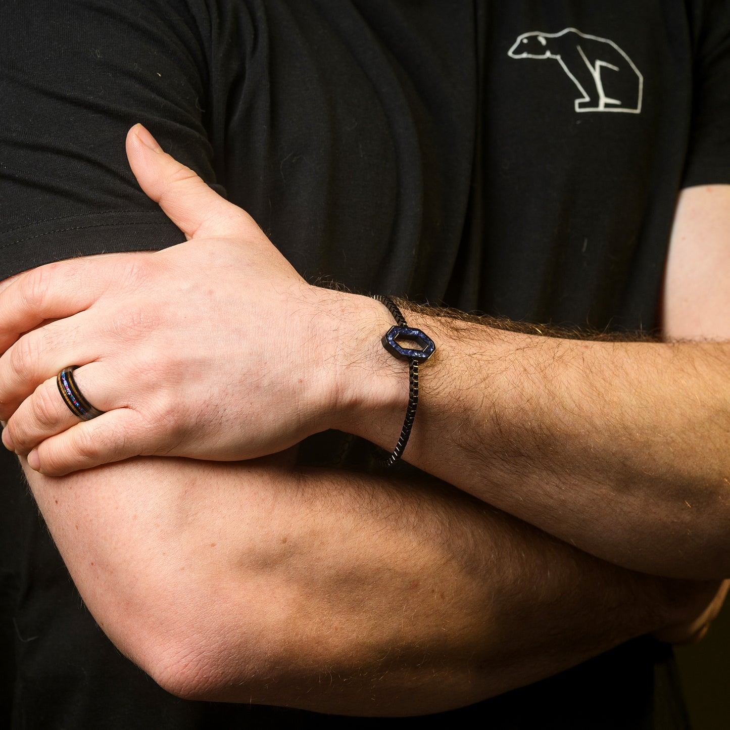 Stainless Steel Bracelet for Men with Lapis Lazuli Stone Pendant | North