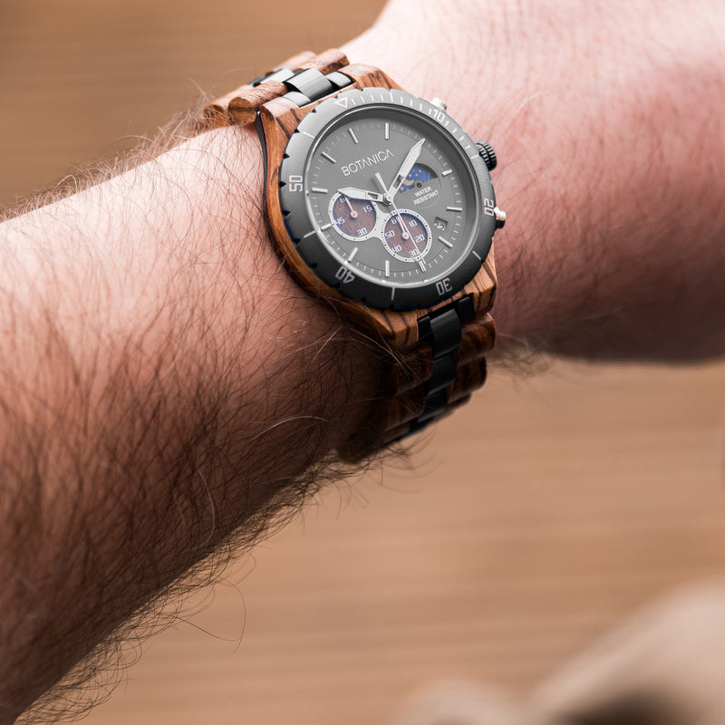 EUROPA | Zebrawood Watch & Black Dial |