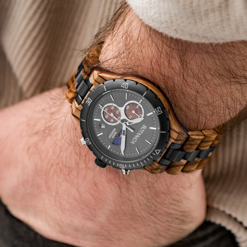 EUROPA | Zebrawood Watch & Black Dial |
