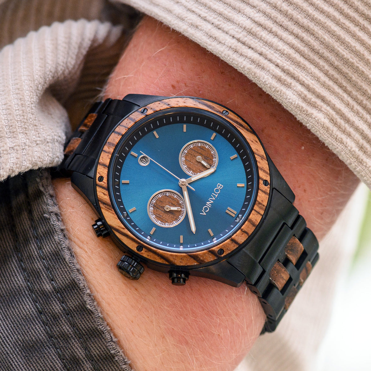 FINGAL | Zebrawood Watch & Blue Dial