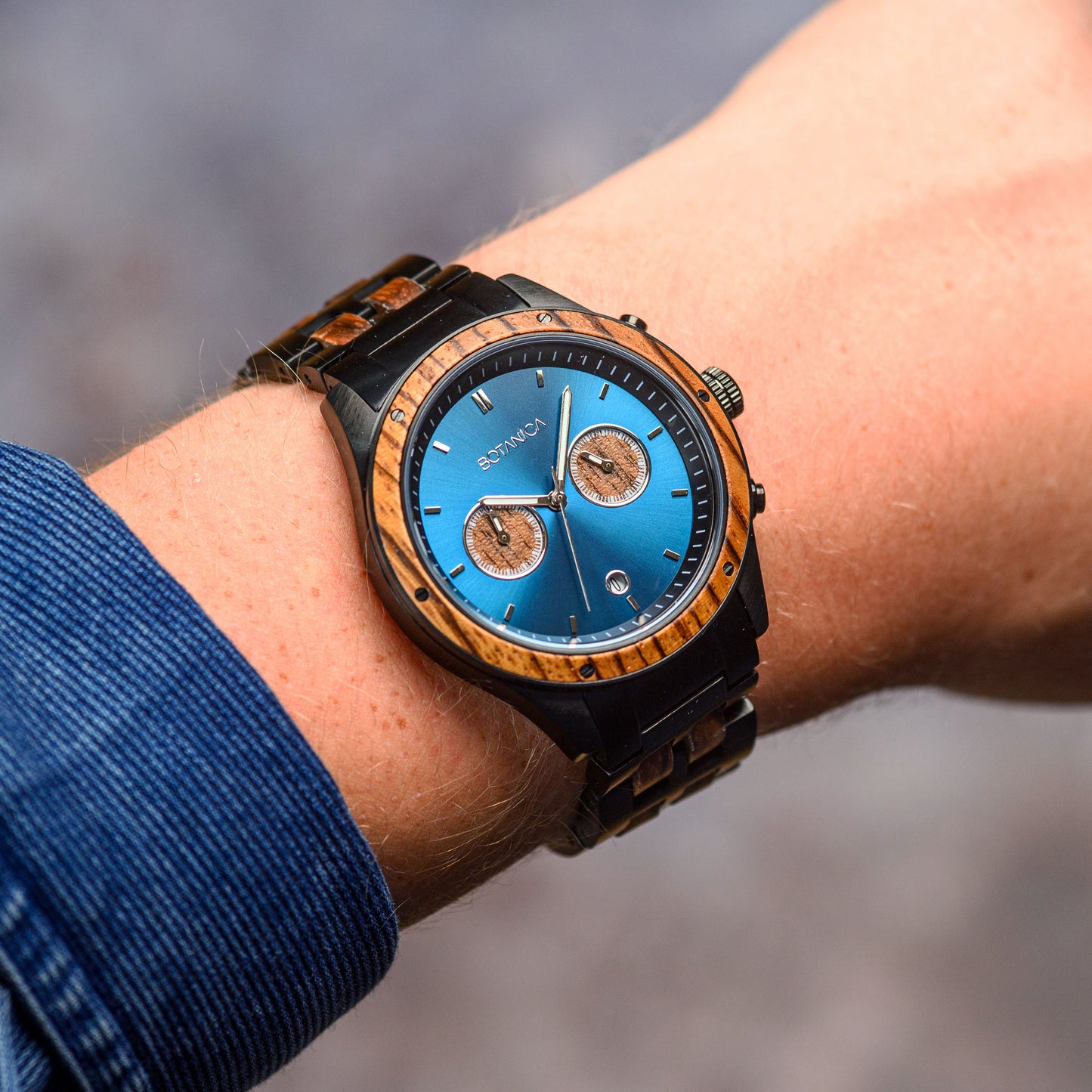 FINGAL | Zebrawood Watch & Blue Dial