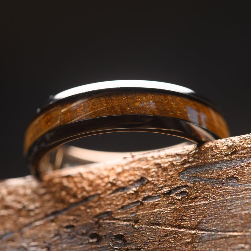 BOSTON | 6MM Whiskey Wood Tungsten Ring