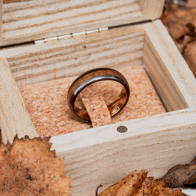 BOSTON | 6MM Whiskey Wood Tungsten Ring