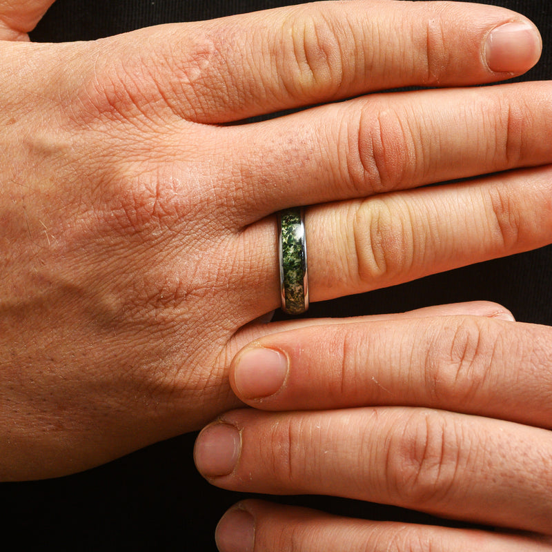 ANDOR | 6mm Moss Agate Tungsten Ring