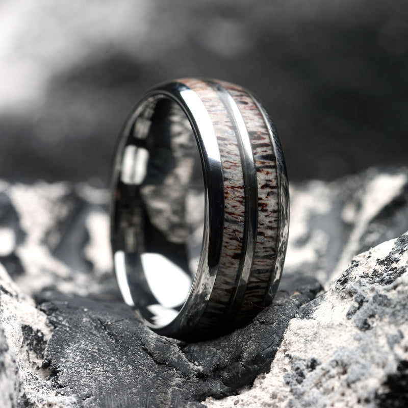 ROSCOE | 8mm Deer Antler Tungsten Ring