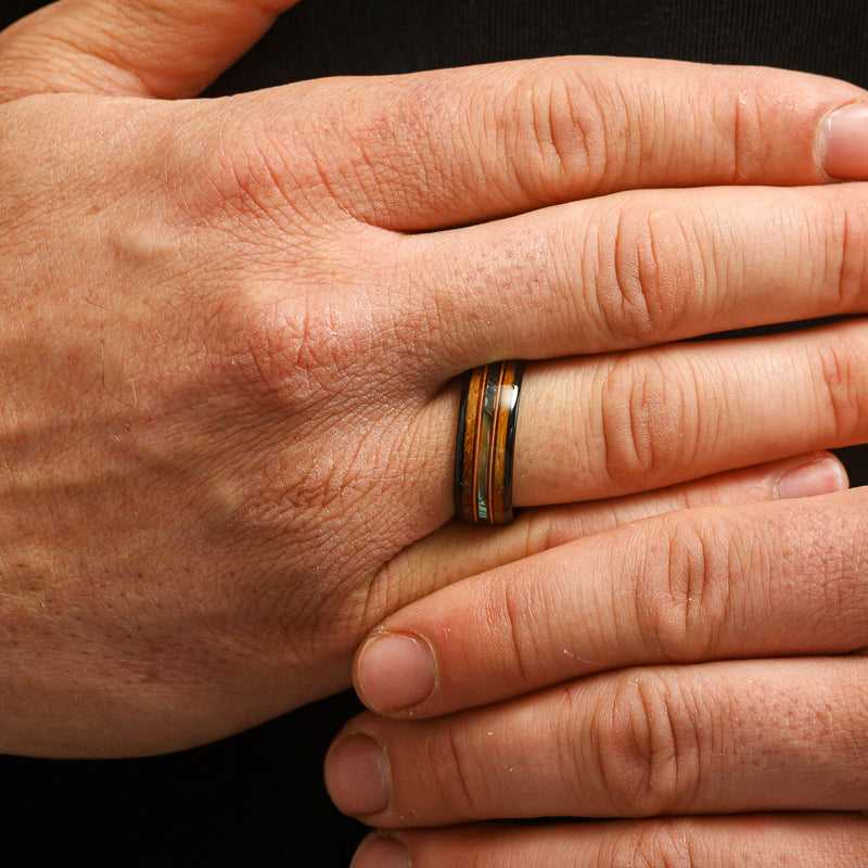 TAYLOR | 8mm Whiskey & Abalone Tungsten Ring