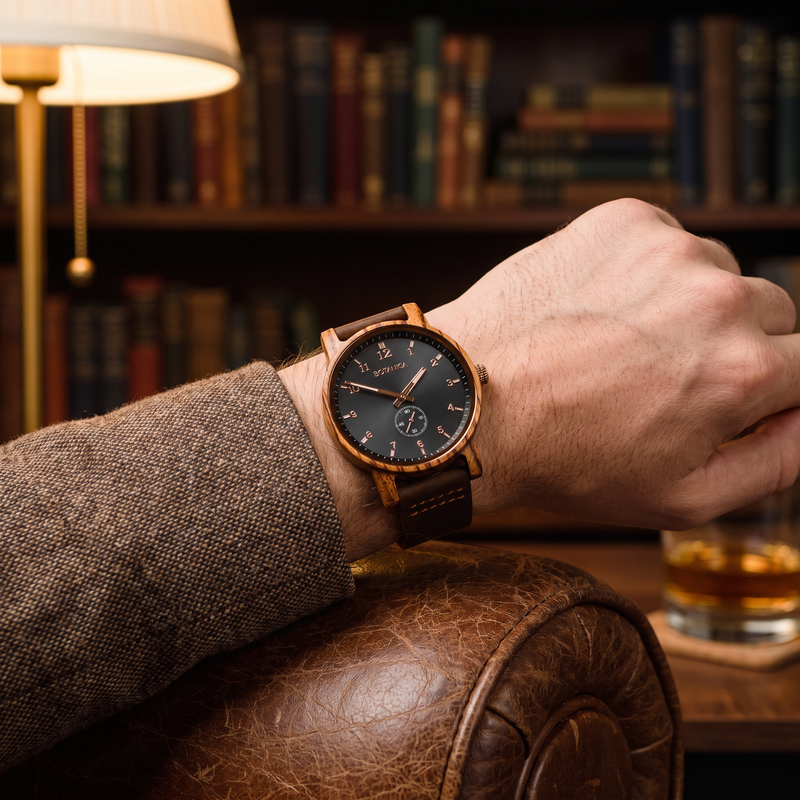 WINSTON | Zebrawood Watch & Black Dial