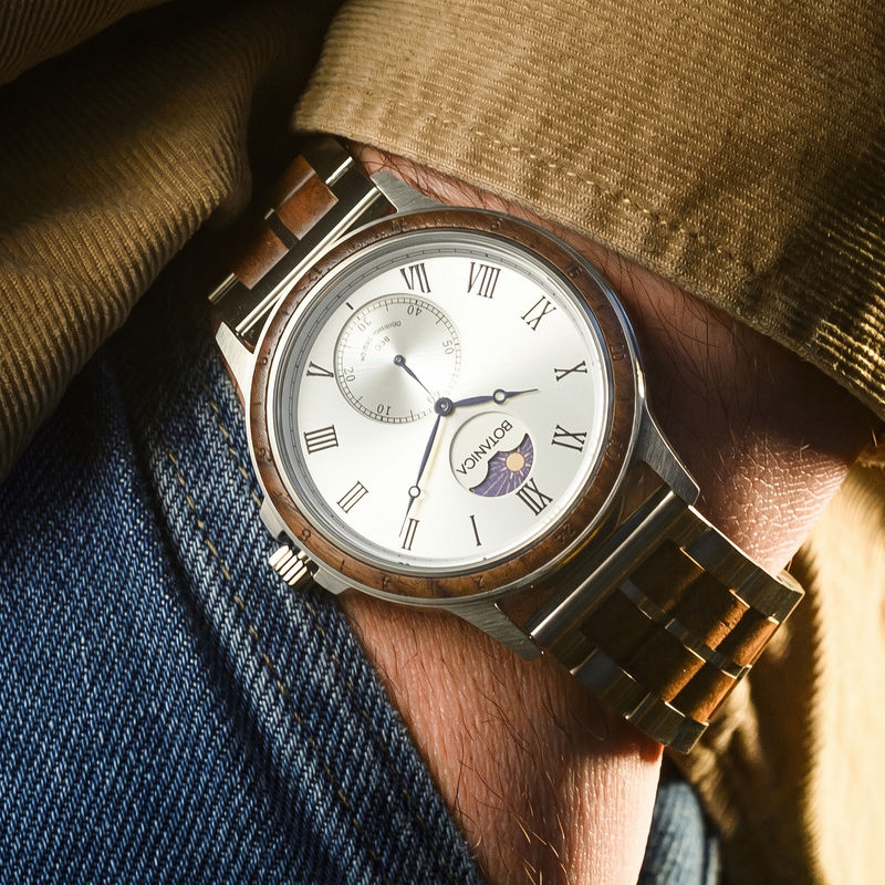 AURORA | Walnut Watch & Silver Dial