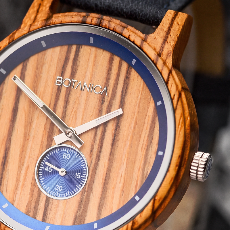 PLATO | Zebrawood Watch & Blue Dial