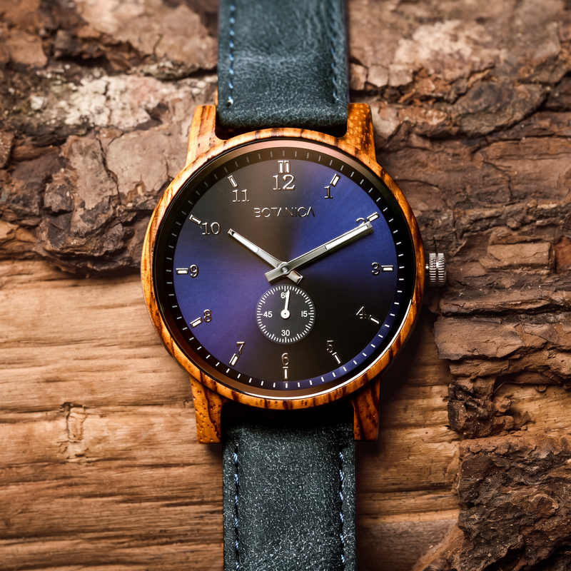NAPOLEON | Zebrawood Watch & Blue Dial