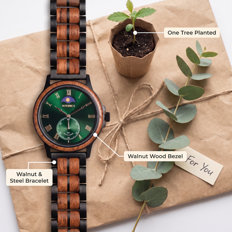 ECLIPTIC | Walnut Wood Watch & Green Dial