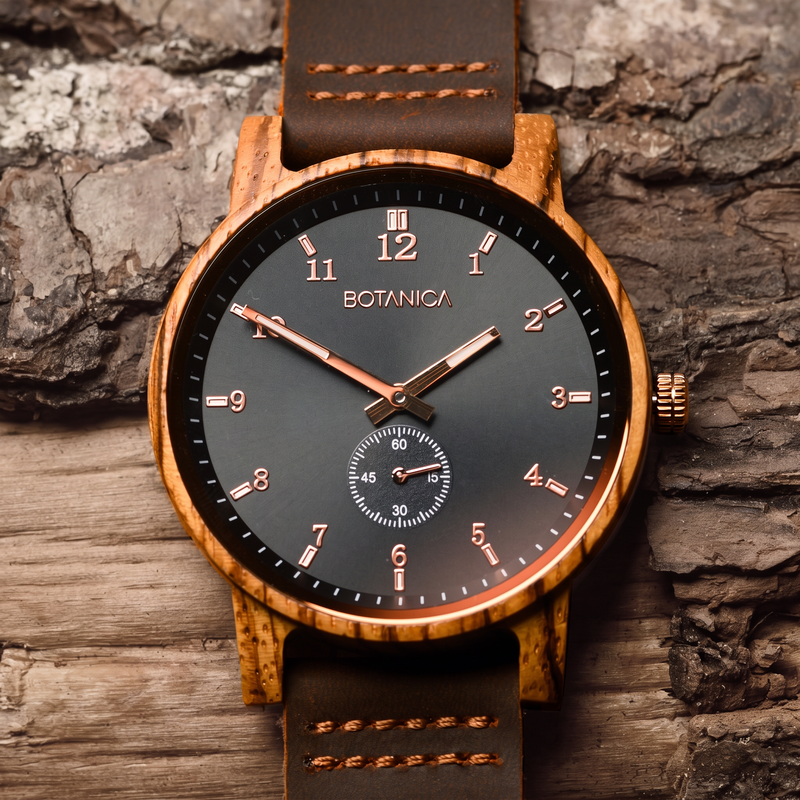 WINSTON | Zebrawood Watch & Black Dial