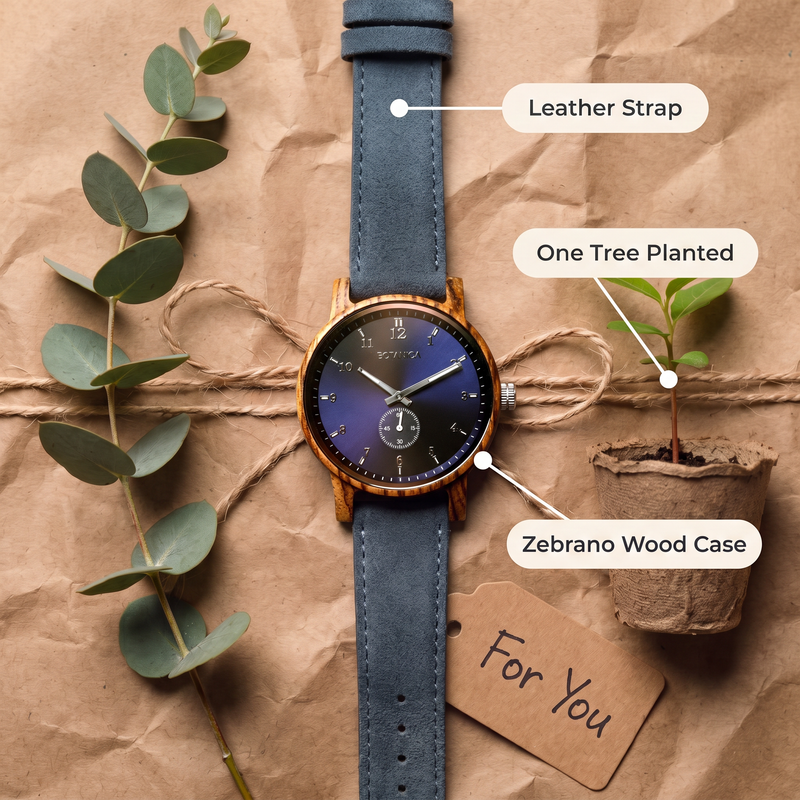 NAPOLEON | Zebrawood Watch & Blue Dial