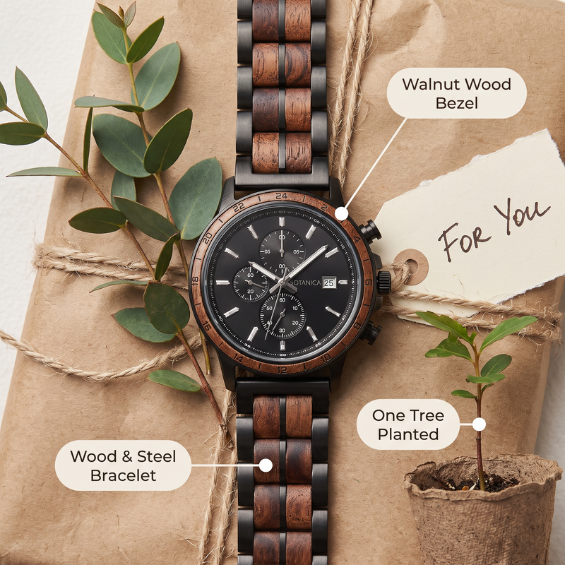 FIBONACCI | Walnut Watch & Black Dial