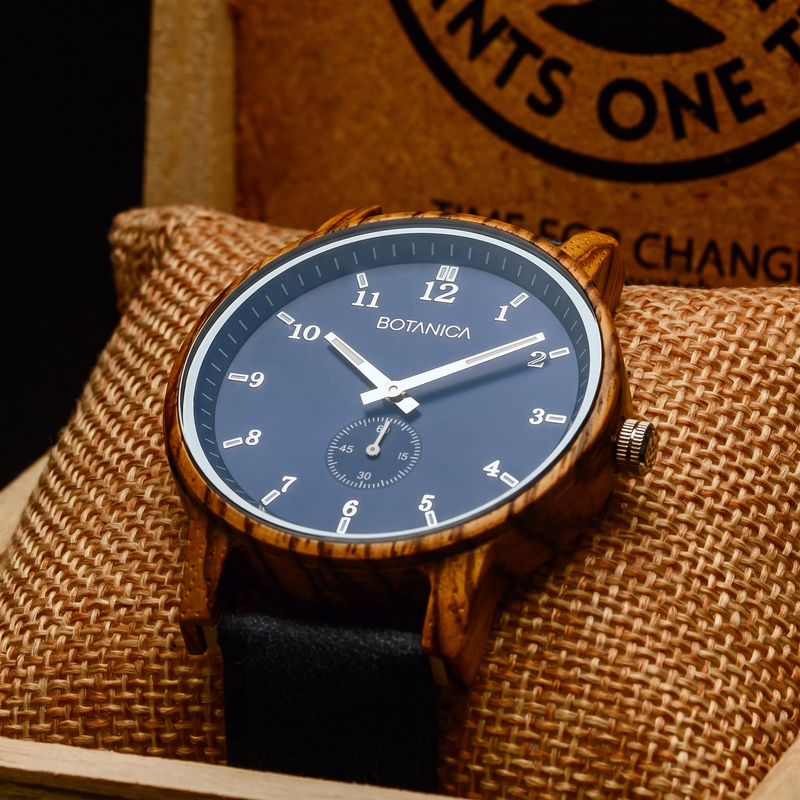 NAPOLEON | Zebrawood Watch & Blue Dial