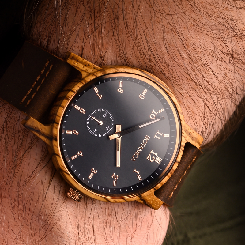 WINSTON | Zebrawood Watch & Black Dial