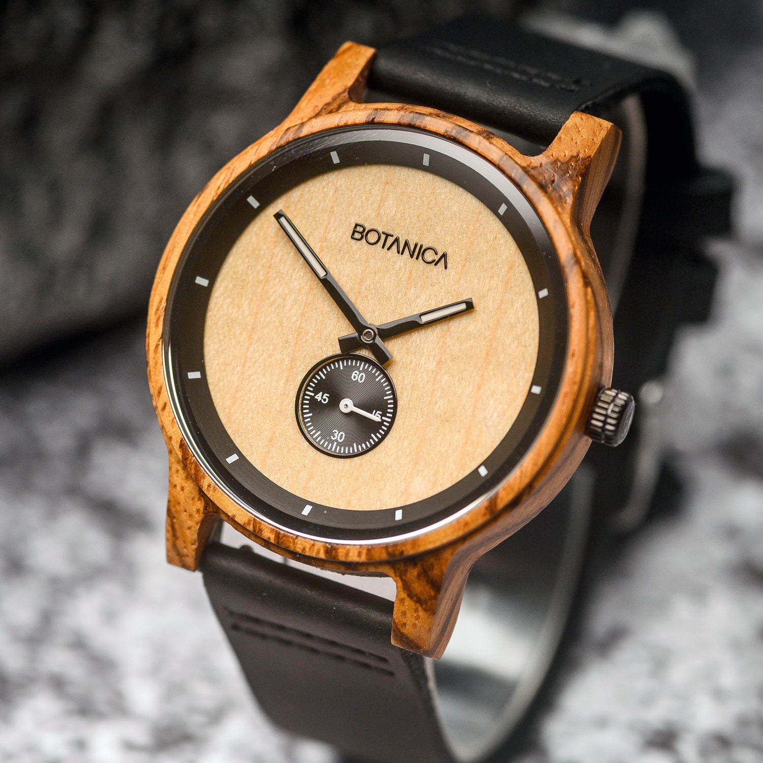 Mens Leather Strap Wooden Watches
