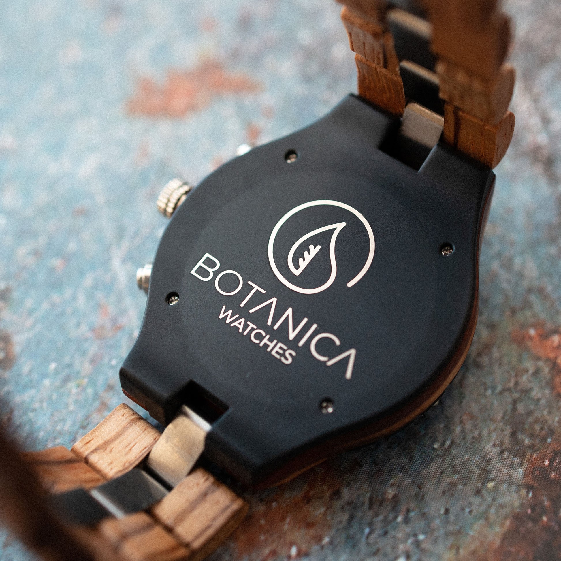 Mens Zebra Wooden Watch with Green Face Striking Chronograph