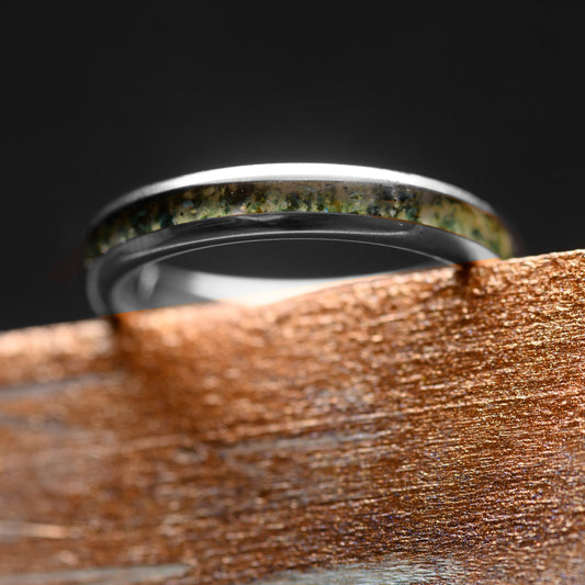 Moss Agate Tungsten Ring | SAPHIRA 4mm