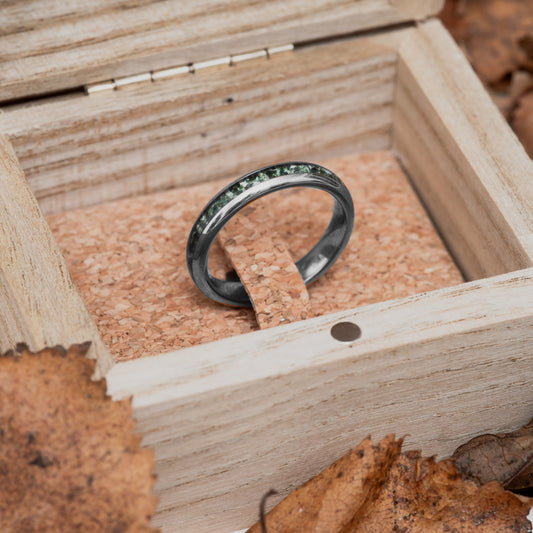 Moss Agate Tungsten Ring | SAPHIRA 4mm