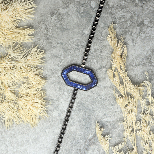 Stainless Steel Bracelet for Men with Lapis Lazuli Stone Pendant | North