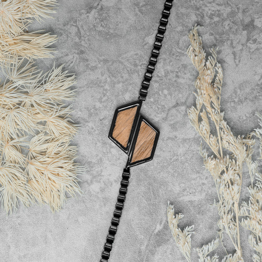 Stainless Steel Bracelet for Men with Whiskey Wood Inlay | Drift