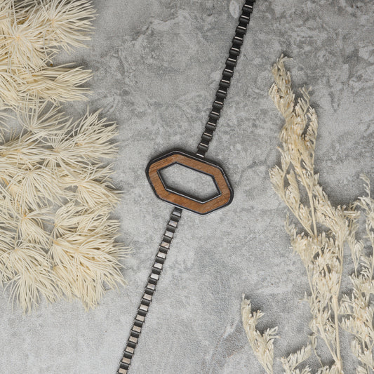 Stainless Steel Bracelet for Men with Whiskey Wood Inlay | Ridge