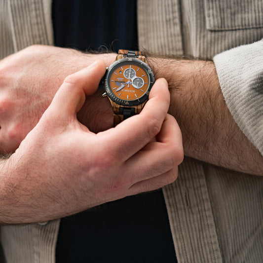 Zebrawood Watch & Orange Dial | CRESSIDA
