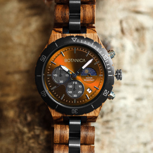 Zebrawood Watch & Orange Dial | CRESSIDA