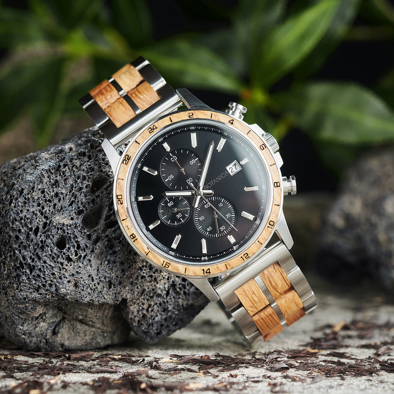 Luxury Wooden watch with wood strap on a natural background