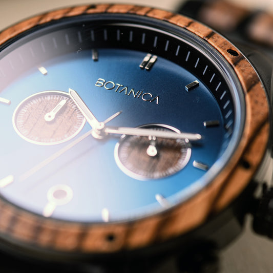 Zebrawood Watch with Blue Dial | FINGAL