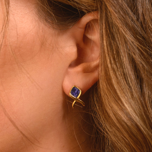 Lapis Stone & Gold Earrings | NAHLA