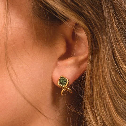 Malachite Stone & Gold Earrings | AUREA