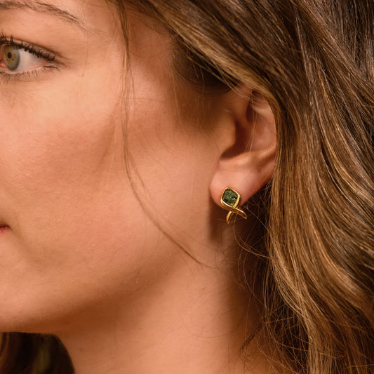 Malachite Stone & Gold Earrings | AUREA