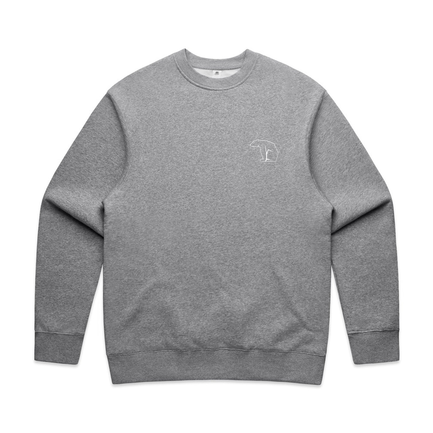Organic Cotton Gray sweatshirt with a small logo of a bear on a white background