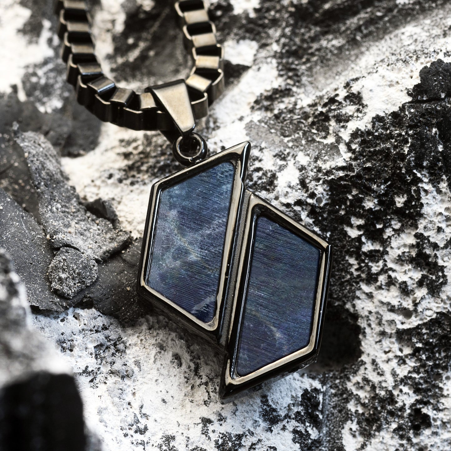 Necklace for Men Lapis Lazuli Stone with Stainless Steel Chain Hexagon Pendant | Relay