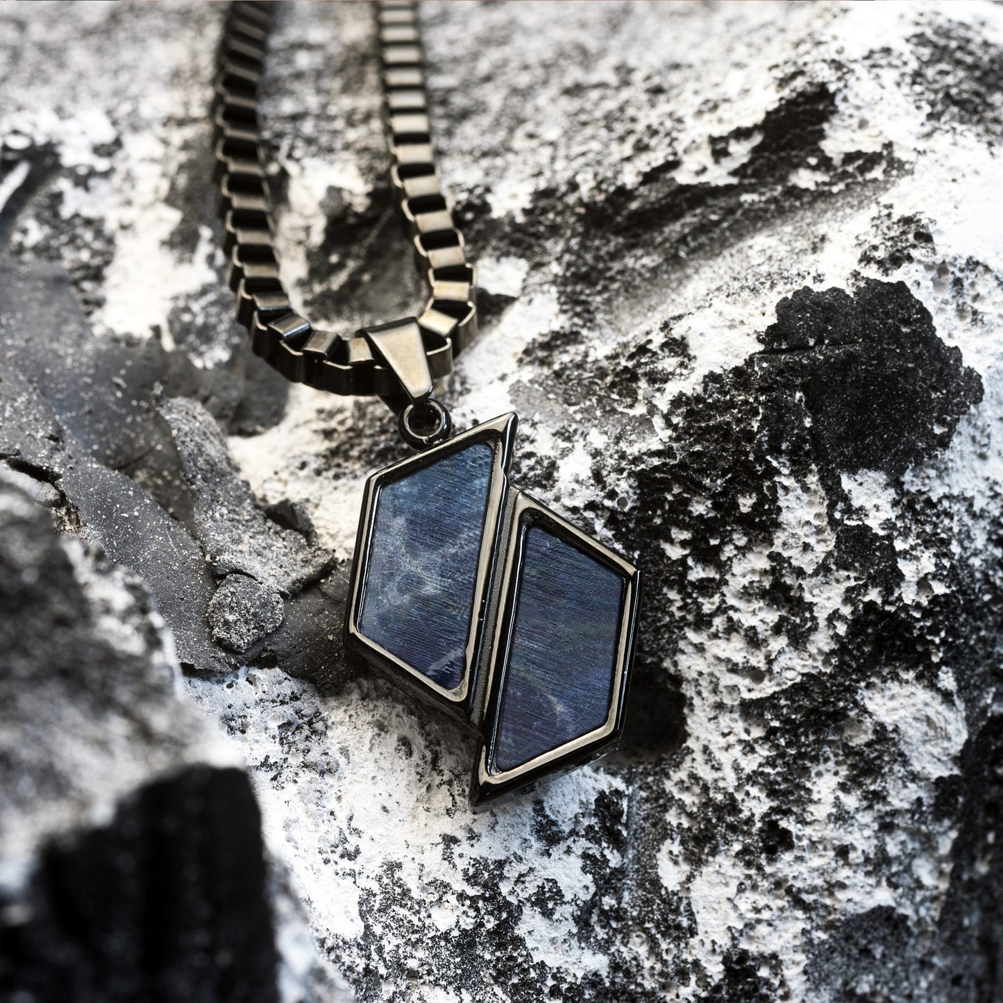 Necklace for Men Lapis Lazuli Stone with Stainless Steel Chain Hexagon Pendant | Relay