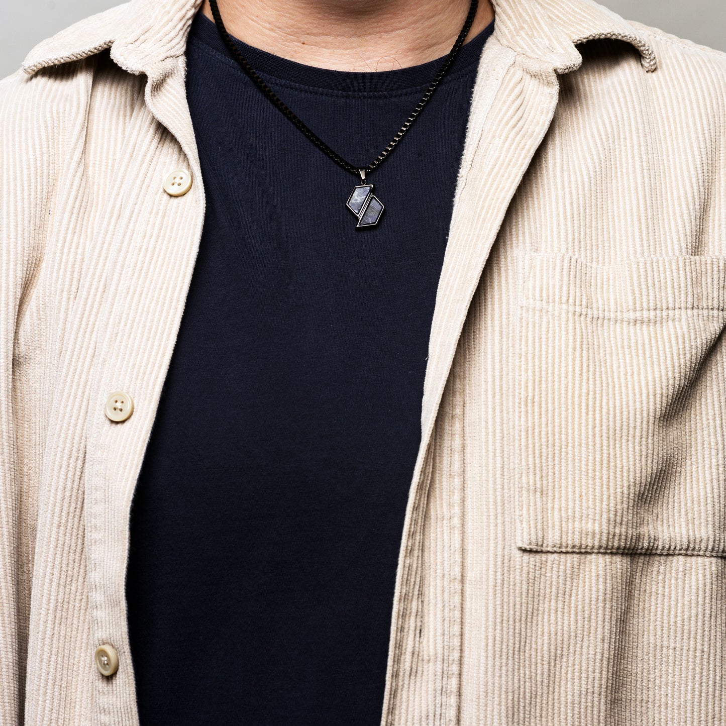 Necklace for Men Lapis Lazuli Stone with Stainless Steel Chain Hexagon Pendant | Relay