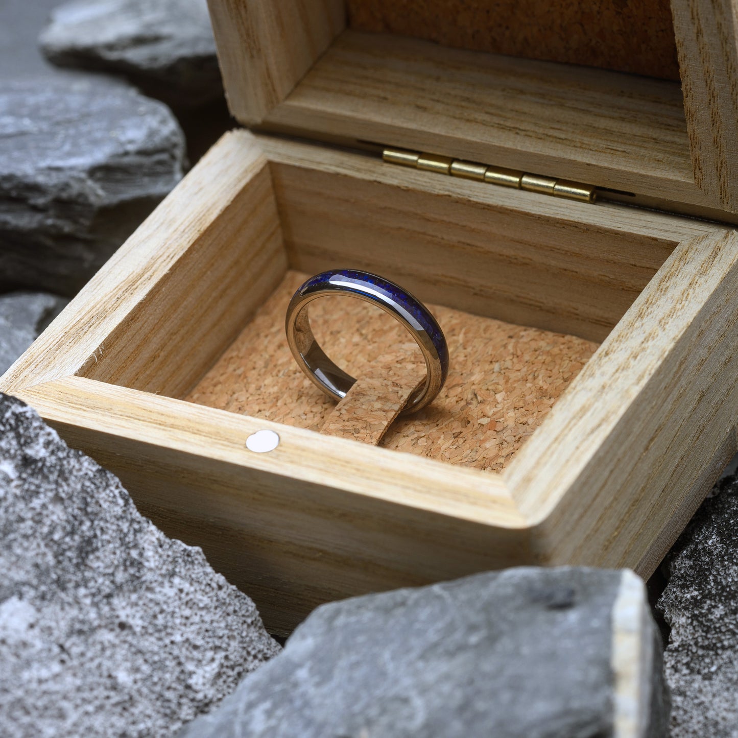 Women's Silver Tungsten Ring with Lapis Lazuli Inlay | SIDERA