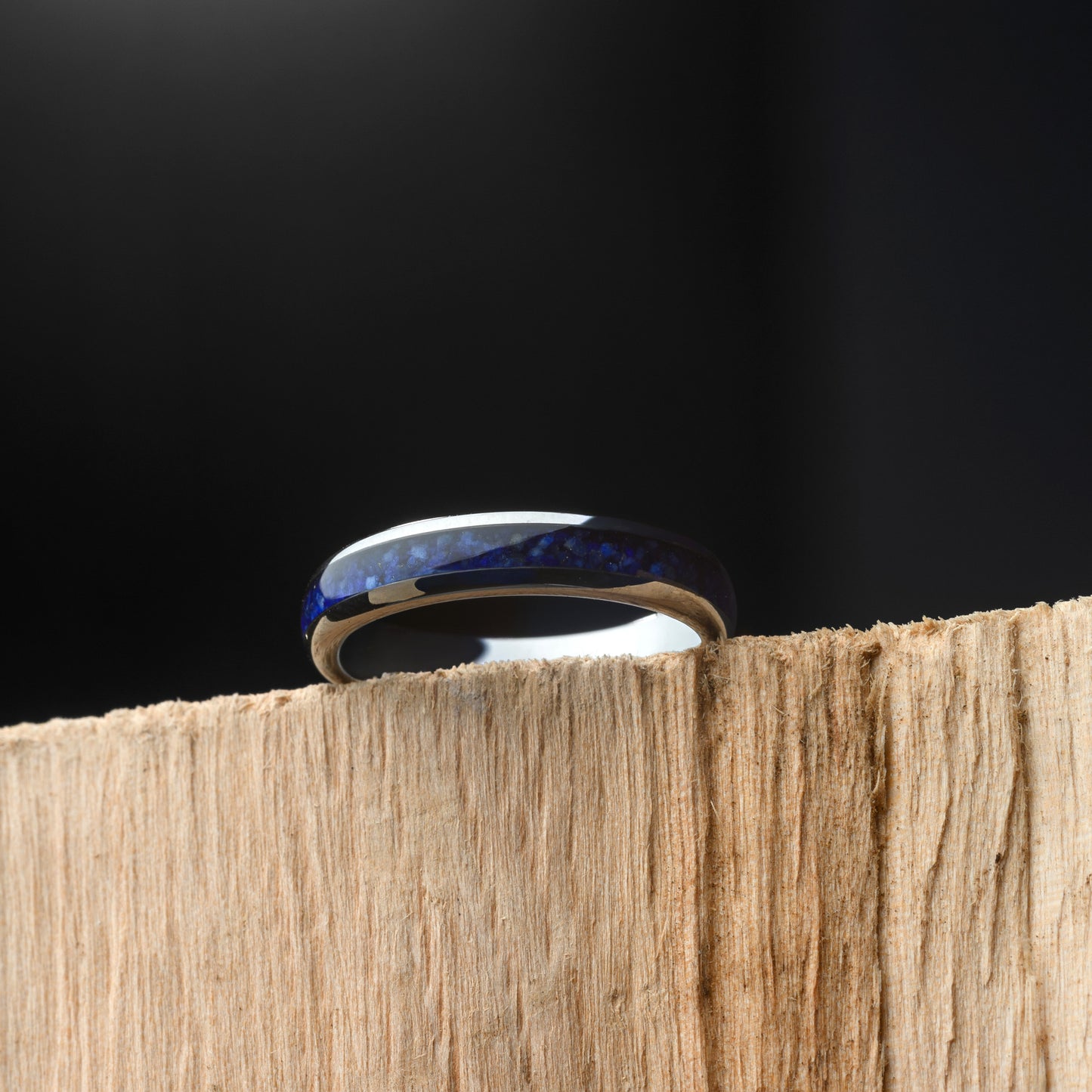Women's Silver Tungsten Ring with Lapis Lazuli Inlay | SIDERA