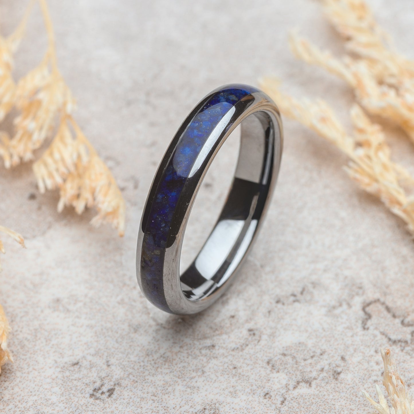 Women's Silver Tungsten Ring with Lapis Lazuli Inlay | SIDERA
