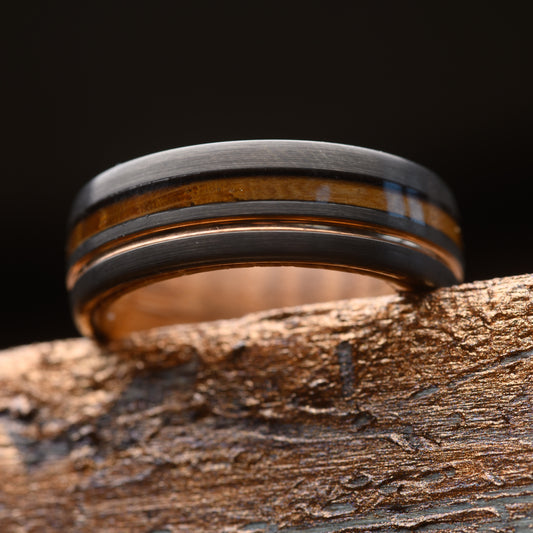Whiskey Wood Tungsten Ring | WALKER 8mm