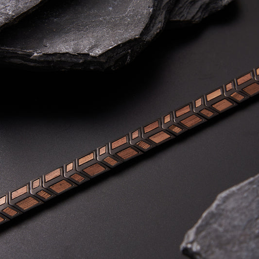 Black Steel & Whiskey Wood Bracelet | IVAR