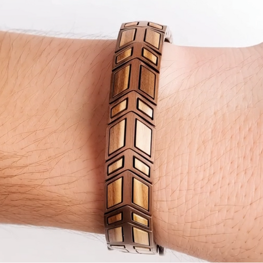 Rosegold Steel & Whiskey Wood Bracelet | RAGNAR