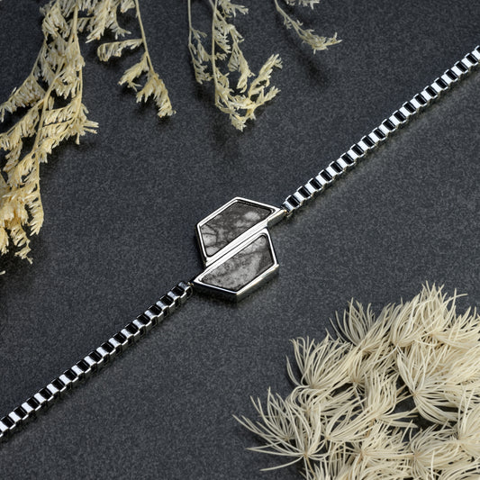 Stainless Steel Bracelet for Men with Arezzo Marble Stone | Anchor