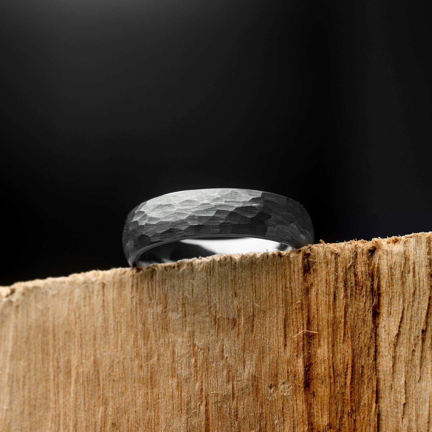 Hammered Silver Tungsten Ring for Men Wedding Band | Silver 6mm