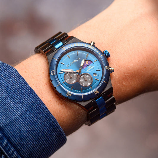 Sandalwood Watch Case & Blue Dial | SYCORAX