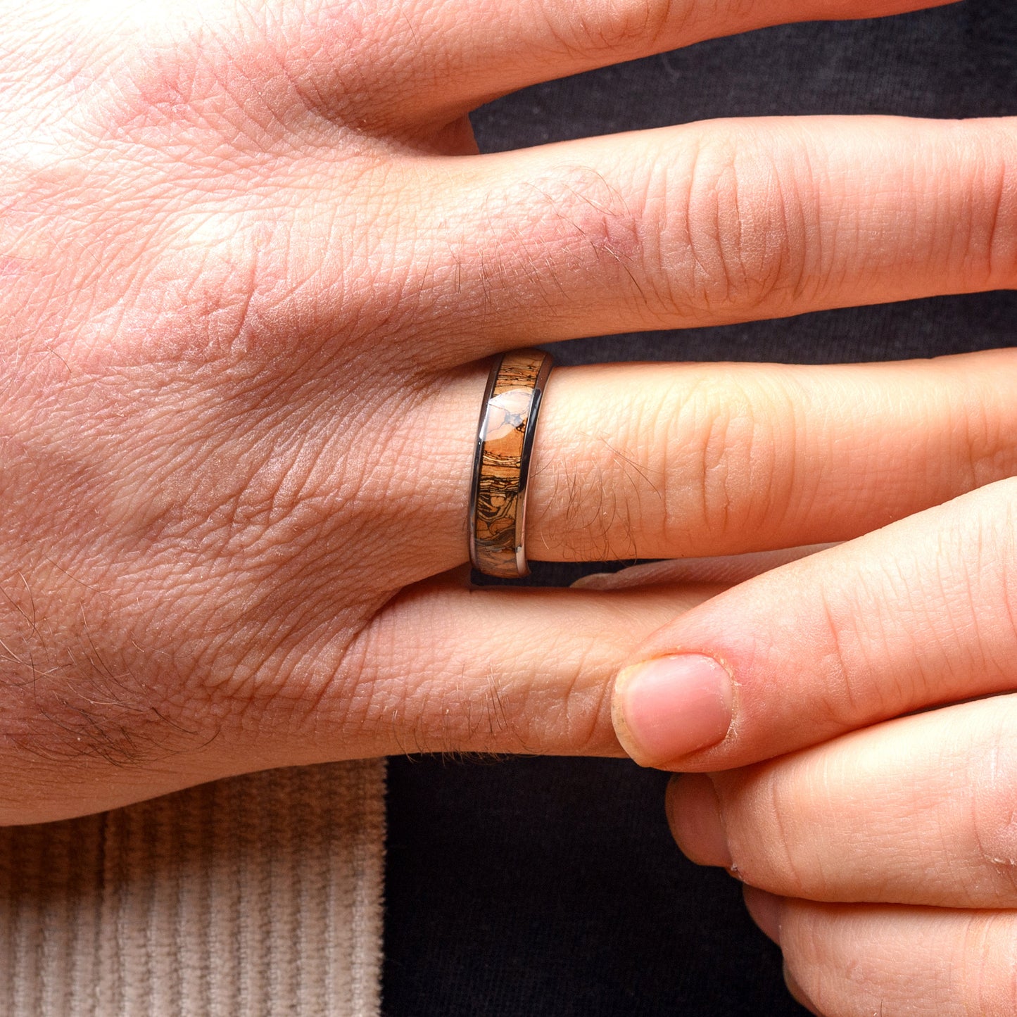 Tungsten Ring for Men Whiskey Wood and Cork Wedding Band for him | Jameson